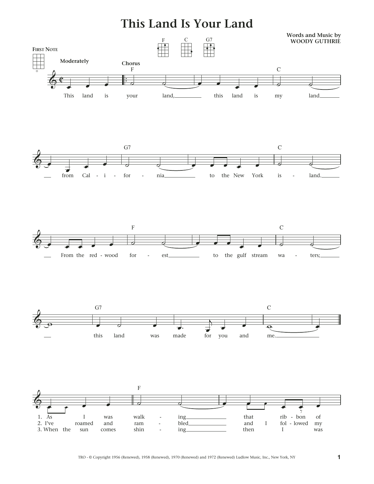 Learn to play Woody Guthrie This Land Is Your Land (from The Daily Ukulele) (arr. Liz and Jim Beloff) sheet music for Ukulele in minutes. Price: 5.9900$ Woody Guthrie This Land Is Your Land (from The Daily Ukulele) (arr. Liz and Jim Beloff) sheet music notes and chords arranged for Ukulele