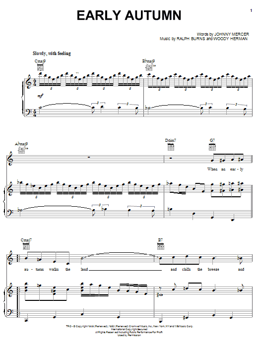 Woody Herman Early Autumn sheet music notes and chords. Download Printable PDF.