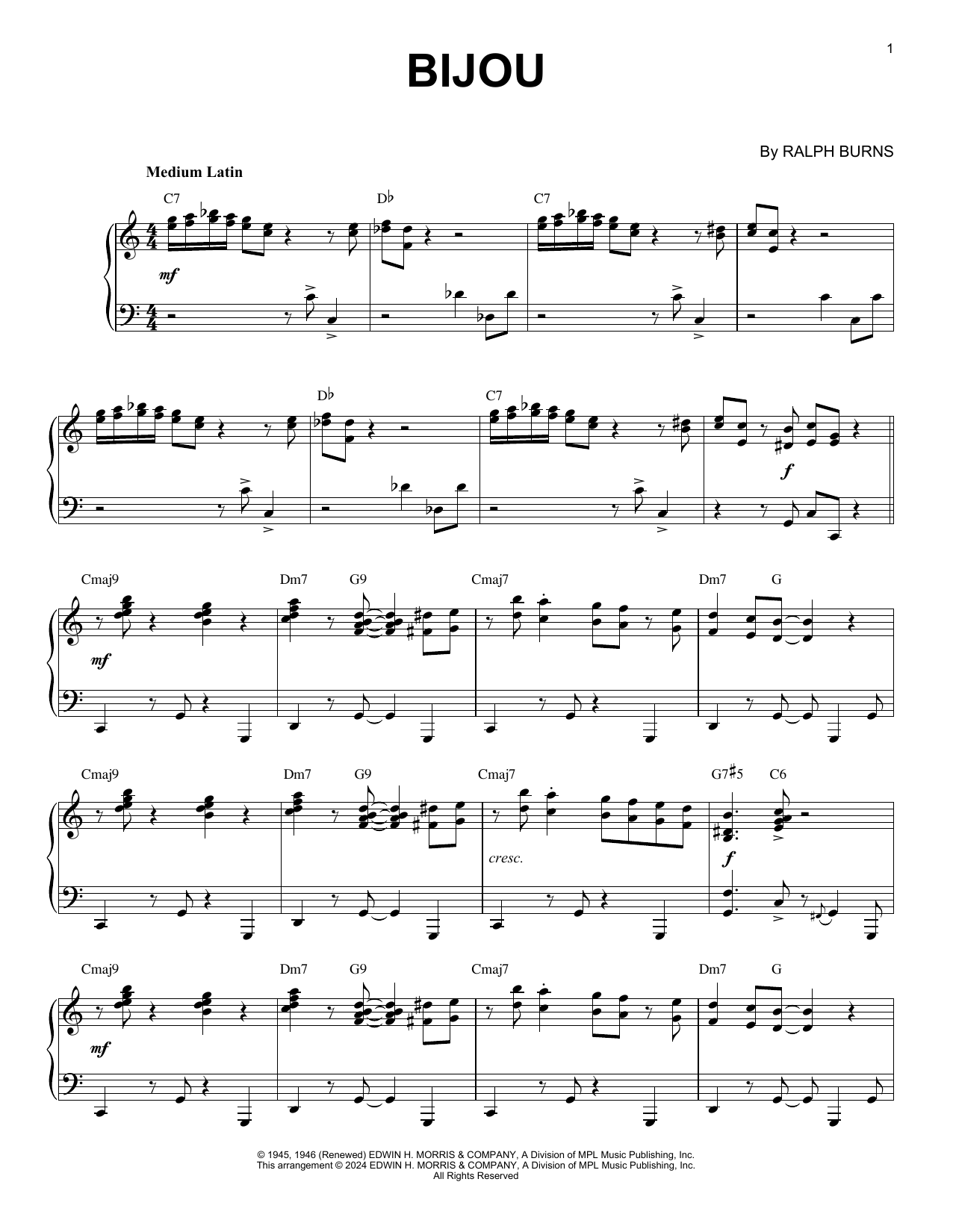 Woody Herman & His Orchestra Bijou (arr. Brent Edstrom) sheet music notes and chords. Download Printable PDF.