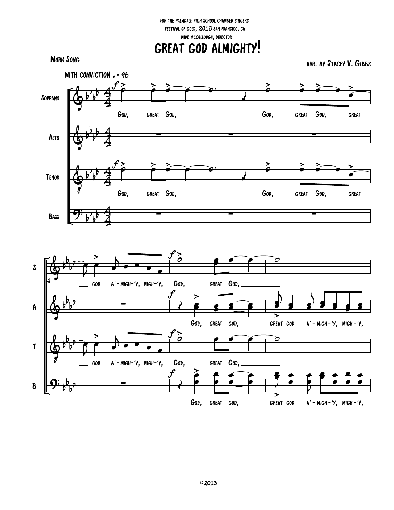 Work Song Great God Almighty (arr. Stacey V. Gibbs) sheet music notes and chords. Download Printable PDF.