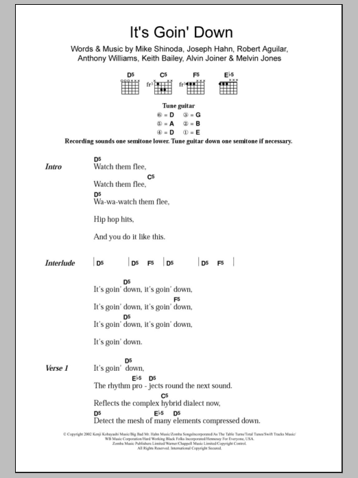 X-Ecutioners It's Goin' Down (feat. Mike Shinoda & Mr Hahn) sheet music notes and chords. Download Printable PDF.