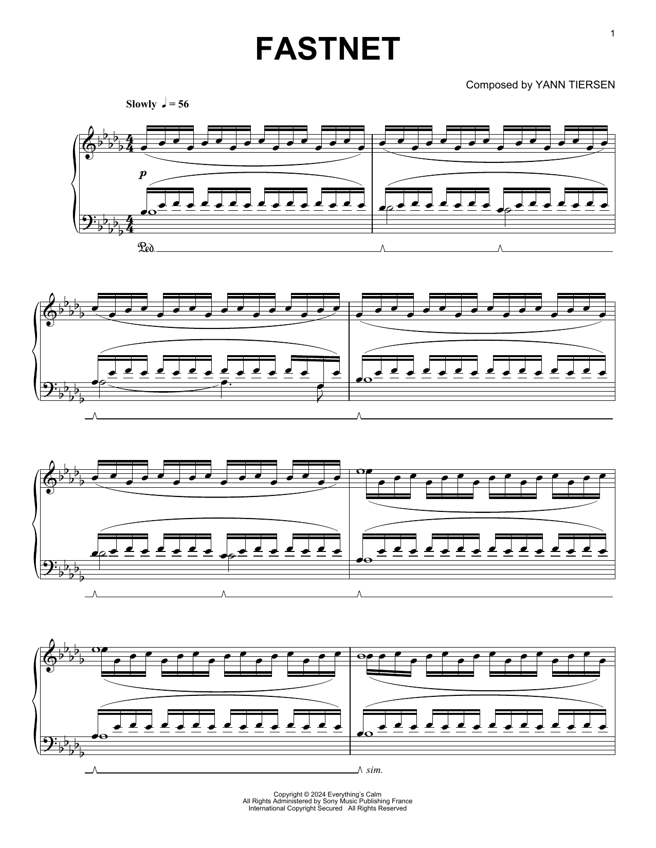 Learn to play Yann Tiersen Fastnet sheet music for Piano Solo in minutes. Price: 7.8900$ Yann Tiersen Fastnet sheet music notes and chords arranged for Piano Solo