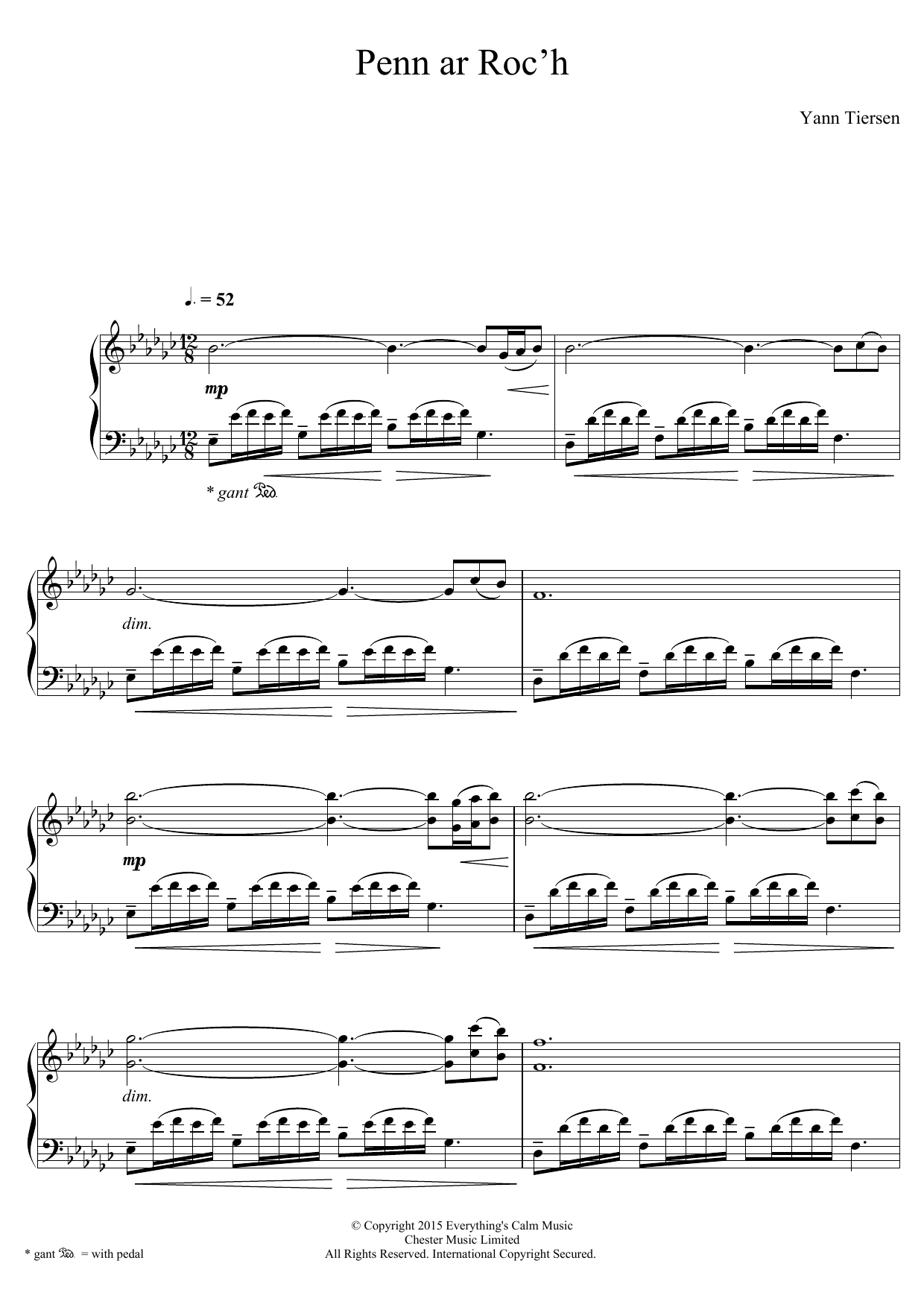 Yann Tiersen Penn Ar Roc'h sheet music notes and chords. Download Printable PDF.