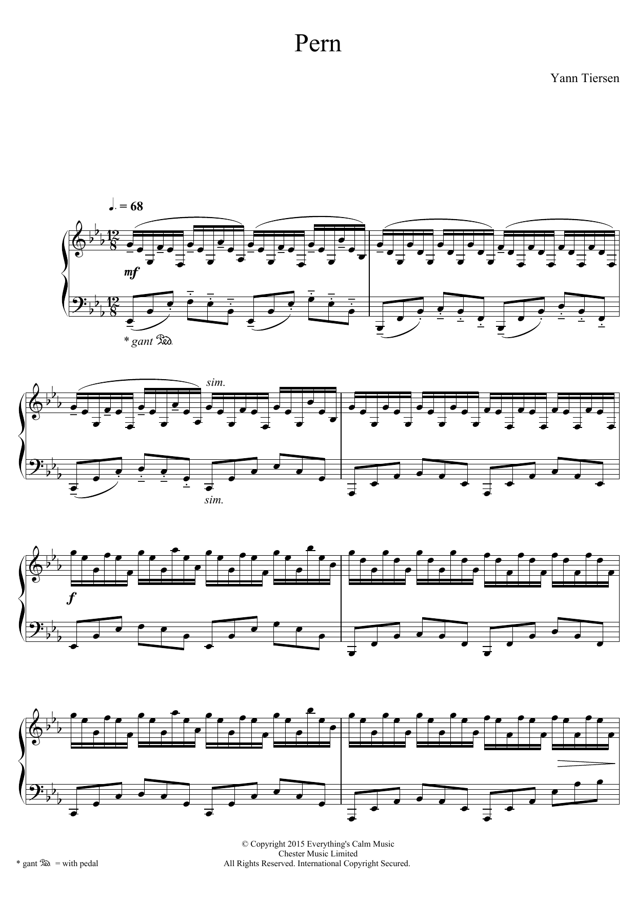 Yann Tiersen Pern sheet music notes and chords. Download Printable PDF.