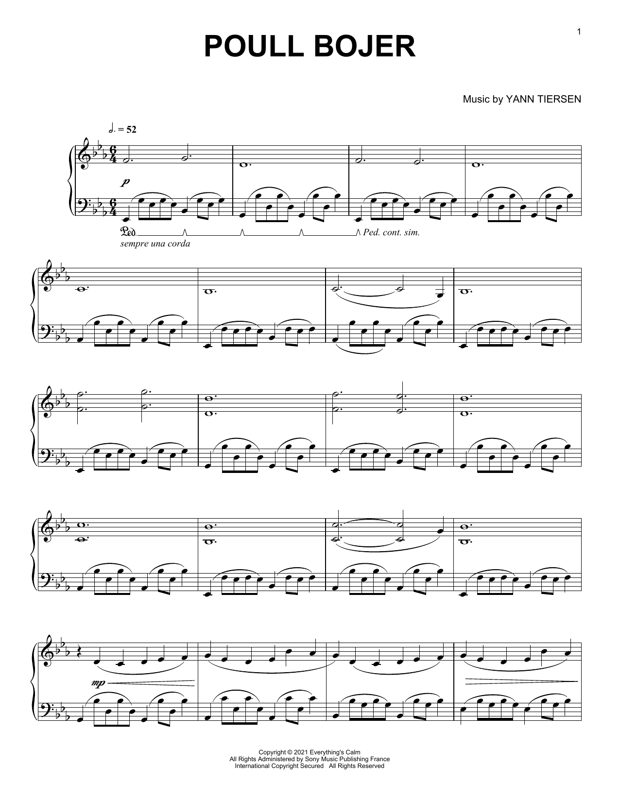 Yann Tiersen Poull Bojer sheet music notes and chords. Download Printable PDF.