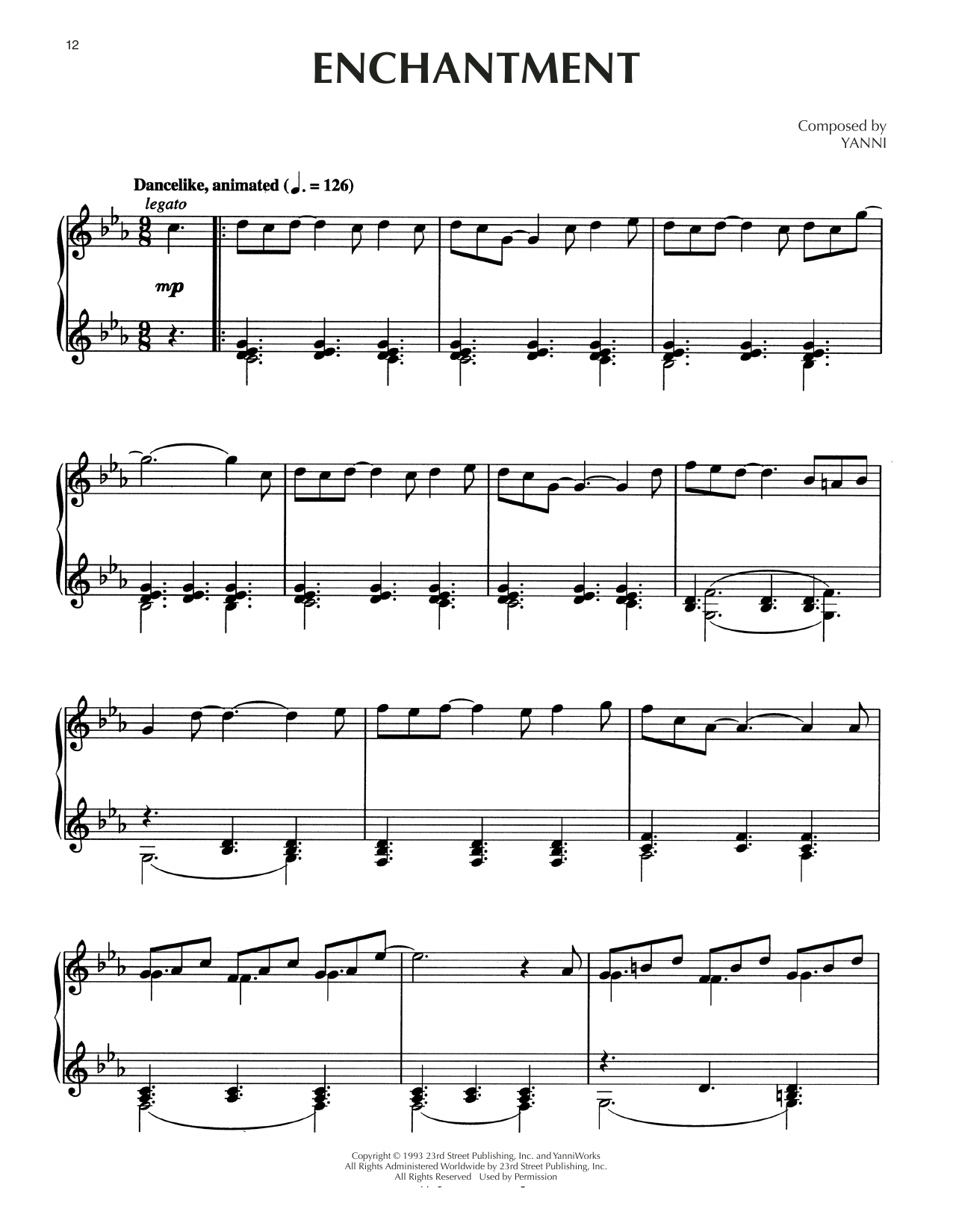 Yanni Enchantment sheet music notes and chords. Download Printable PDF.