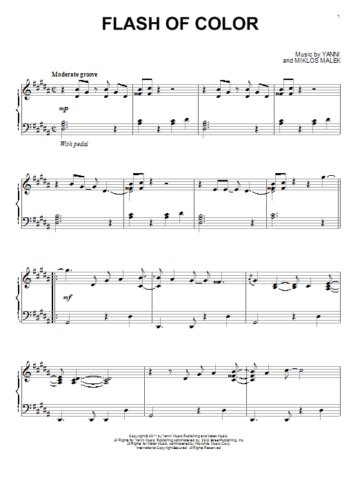 Learn to play Yanni Flash Of Color sheet music for Piano Solo in minutes. Price: 7.8900$ Yanni Flash Of Color sheet music notes and chords arranged for Piano Solo