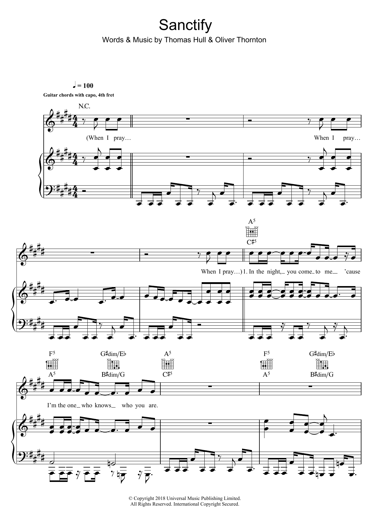 Learn to play Years & Years Sanctify sheet music for Piano, Vocal & Guitar Chords in minutes. Price: 7.8900$ Years & Years Sanctify sheet music notes and chords arranged for Piano, Vocal & Guitar Chords