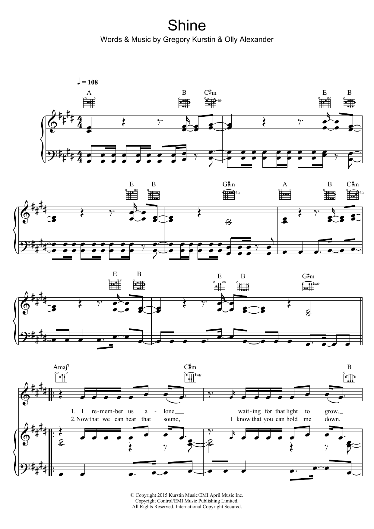 Learn to play Years & Years Shine sheet music for Piano, Vocal & Guitar Chords in minutes. Price: 7.8900$ Years & Years Shine sheet music notes and chords arranged for Piano, Vocal & Guitar Chords