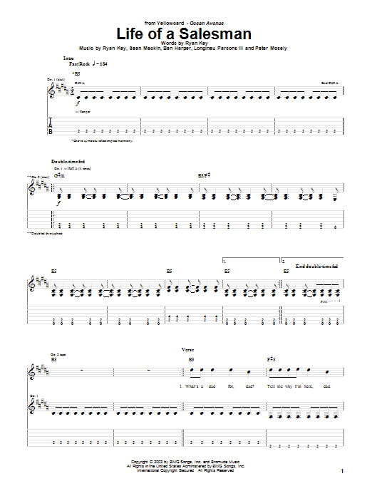 Learn to play Yellowcard Life Of A Salesman sheet music for Guitar Tab in minutes. Price: 7.8900$ Yellowcard Life Of A Salesman sheet music notes and chords arranged for Guitar Tab