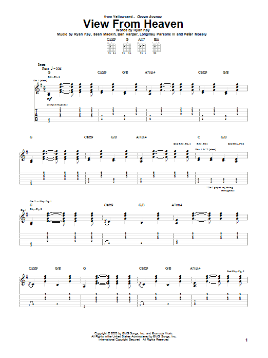 Learn to play Yellowcard View From Heaven sheet music for Guitar Tab in minutes. Price: 7.8900$ Yellowcard View From Heaven sheet music notes and chords arranged for Guitar Tab