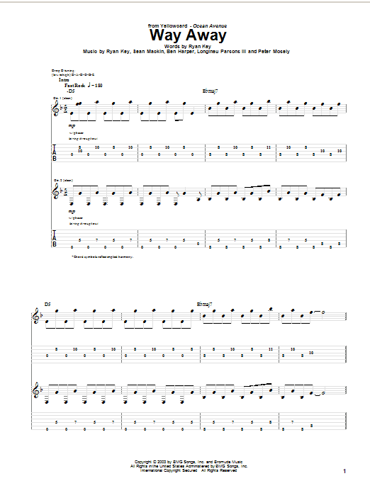 Learn to play Yellowcard Way Away sheet music for Guitar Tab in minutes. Price: 7.8900$ Yellowcard Way Away sheet music notes and chords arranged for Guitar Tab