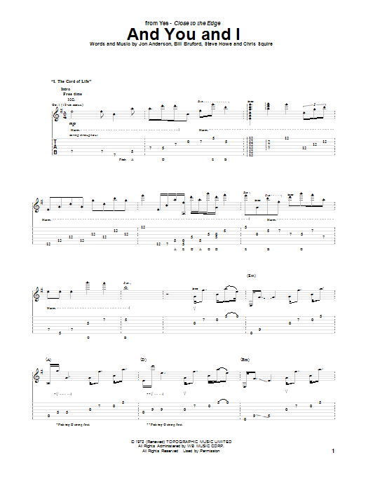 Learn to play Yes And You And I sheet music for Guitar Tab in minutes. Price: 7.8900$ Yes And You And I sheet music notes and chords arranged for Guitar Tab
