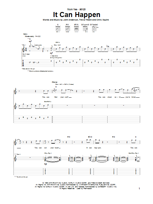 Yes It Can Happen sheet music notes and chords. Download Printable PDF.