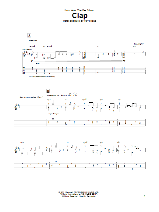 Yes The Clap sheet music notes and chords. Download Printable PDF.