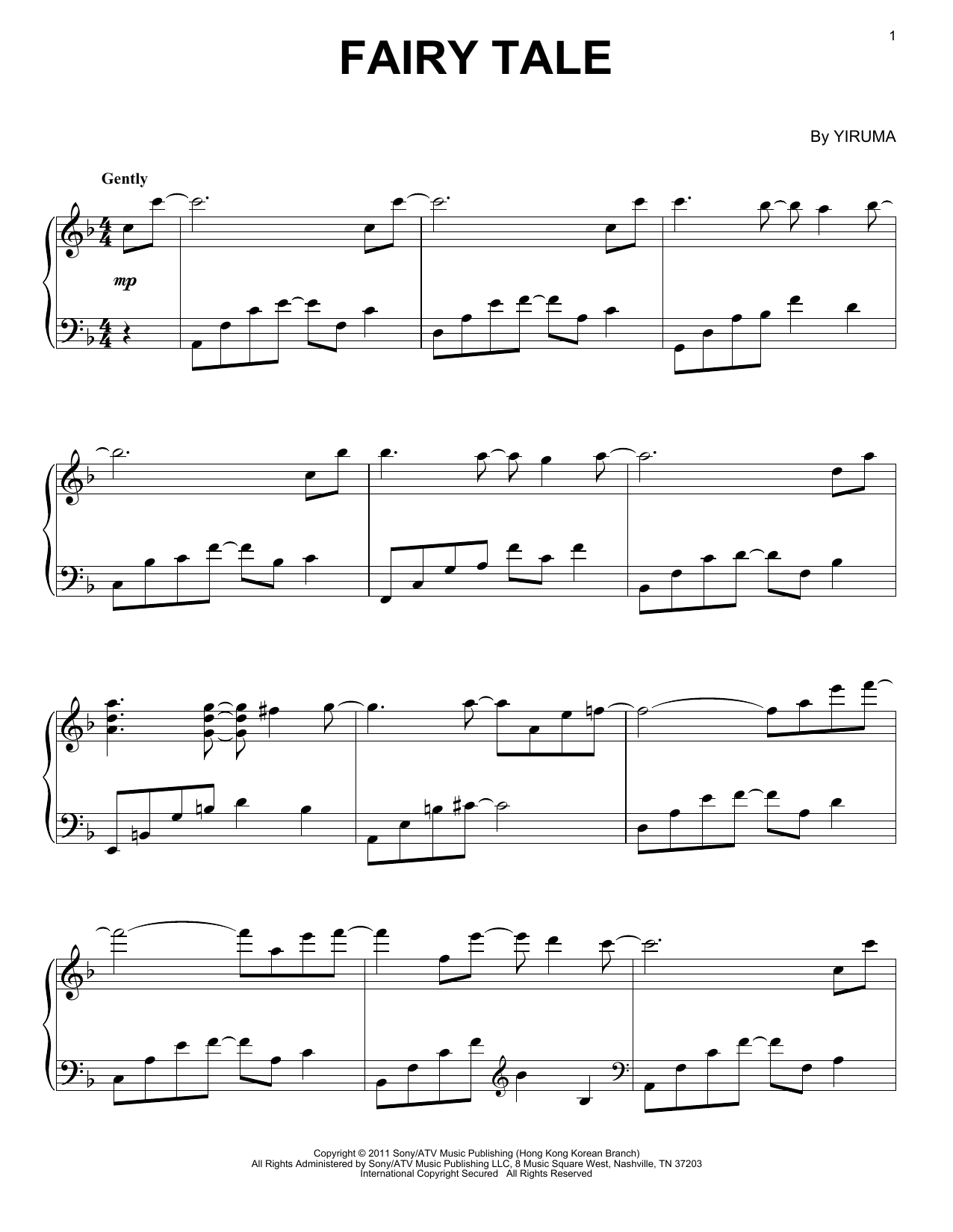 Yiruma Fairy Tale sheet music notes and chords. Download Printable PDF.