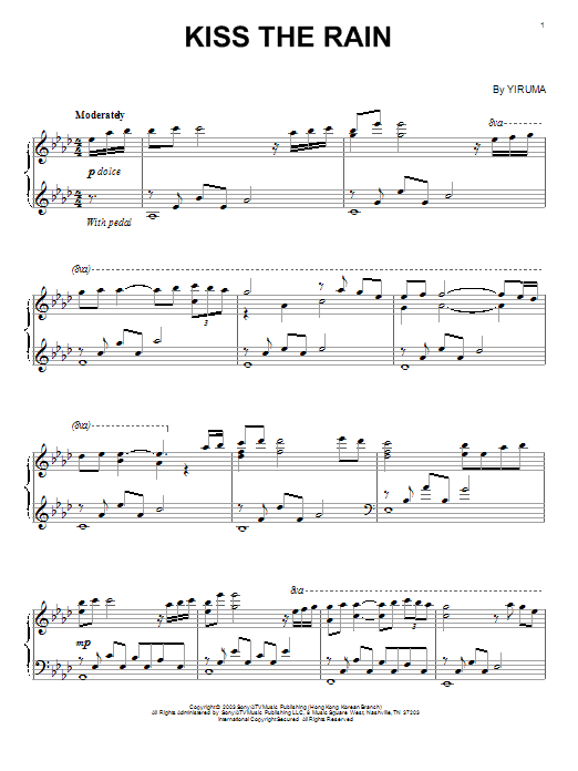 Yiruma Kiss The Rain sheet music notes and chords arranged for Trumpet Solo