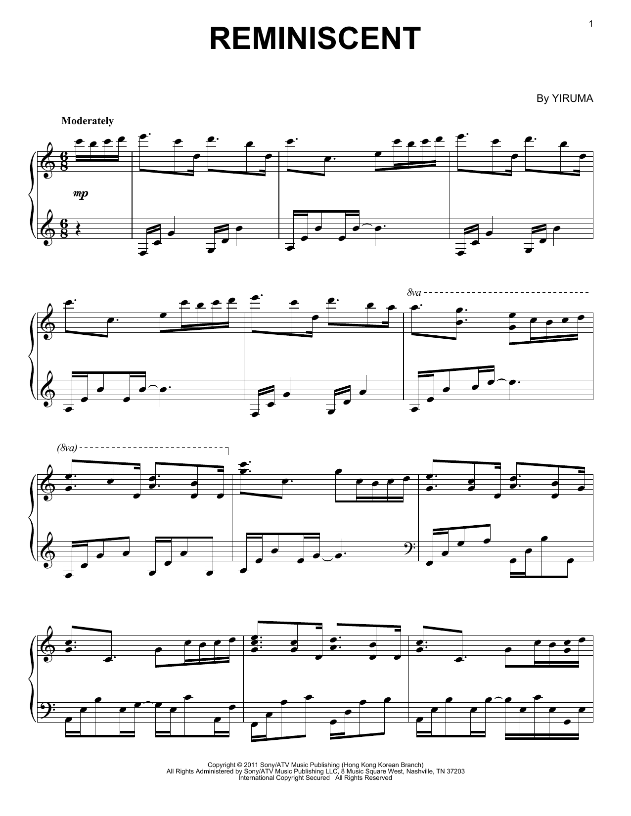 Yiruma Reminiscent sheet music notes and chords. Download Printable PDF.