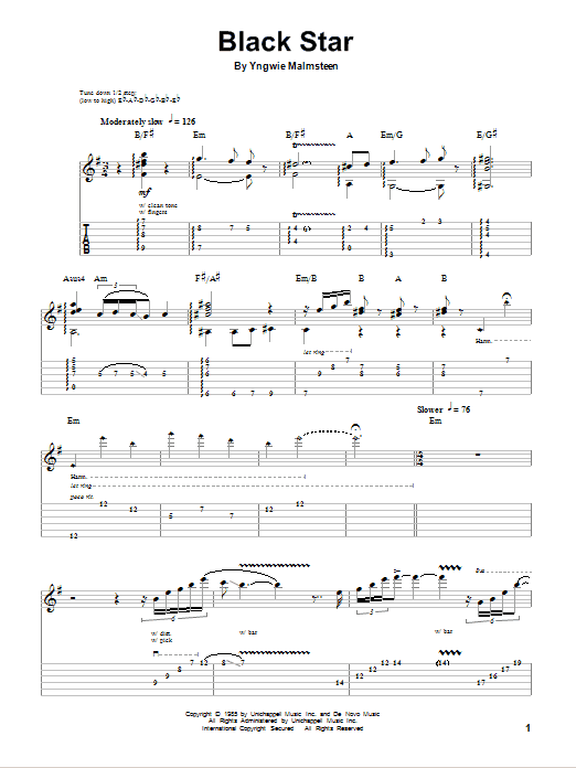 Yngwie Malmsteen Black Star sheet music notes and chords. Download Printable PDF.