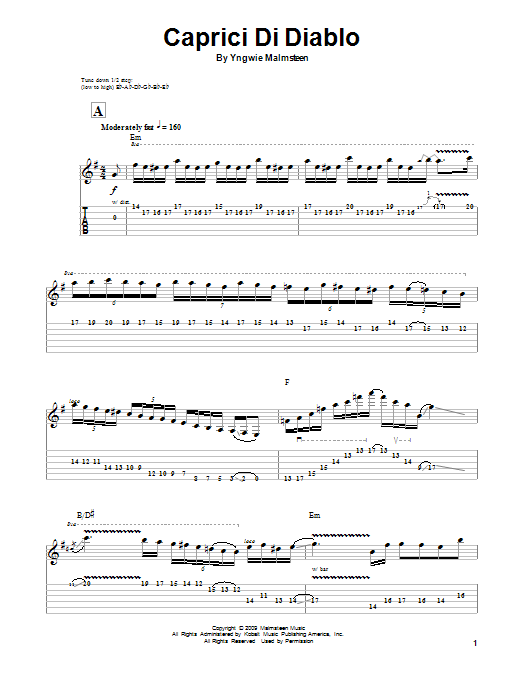 Yngwie Malmsteen Caprici Di Diablo sheet music notes and chords. Download Printable PDF.