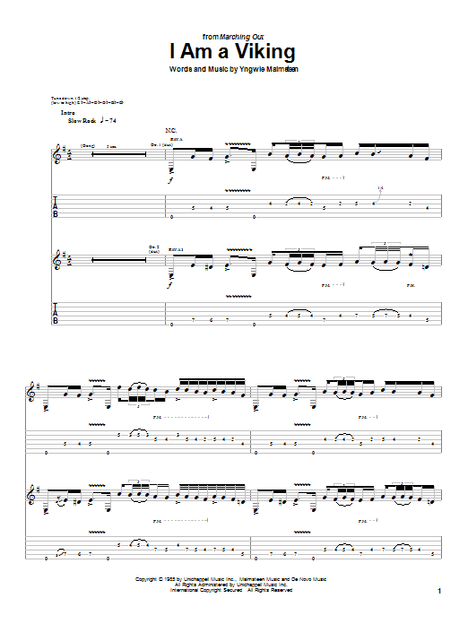 Learn to play Yngwie Malmsteen I Am A Viking sheet music for Guitar Tab in minutes. Price: 7.8900$ Yngwie Malmsteen I Am A Viking sheet music notes and chords arranged for Guitar Tab