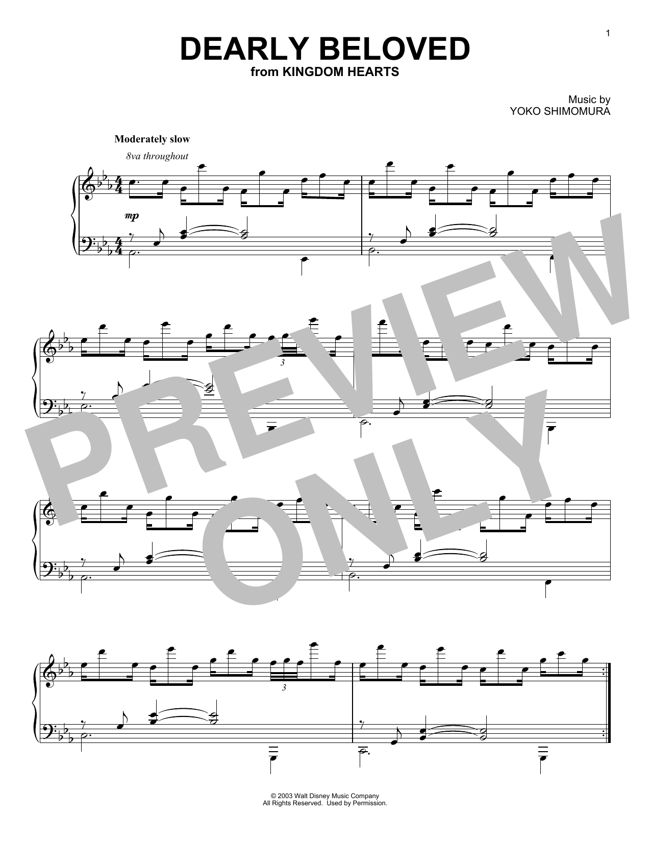 Learn to play Yoko Shimomura Dearly Beloved sheet music for Piano Solo in minutes. Price: 6.9900$ Yoko Shimomura Dearly Beloved sheet music notes and chords arranged for Piano Solo