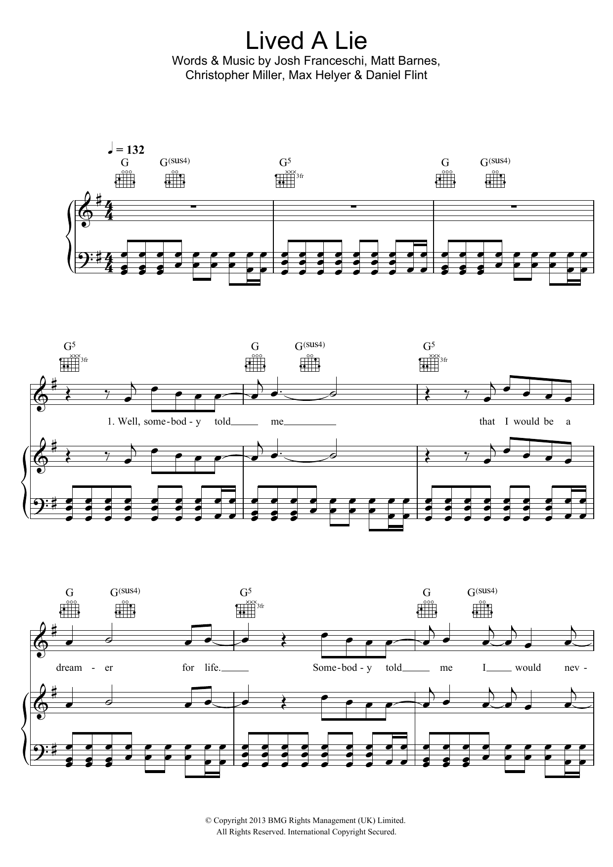 Learn to play You Me At Six Lived A Lie sheet music for Piano, Vocal & Guitar Chords in minutes. Price: 7.8900$ You Me At Six Lived A Lie sheet music notes and chords arranged for Piano, Vocal & Guitar Chords