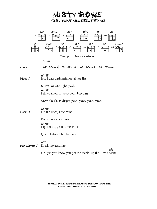 Young Heart Attack Misty Rowe sheet music notes and chords. Download Printable PDF.