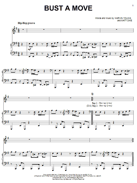 Young MC Bust A Move sheet music notes and chords. Download Printable PDF.