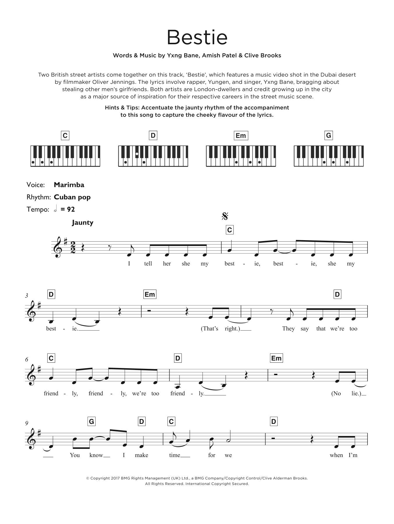 Yungen Bestie (feat. Yxng Bane) sheet music notes and chords. Download Printable PDF.