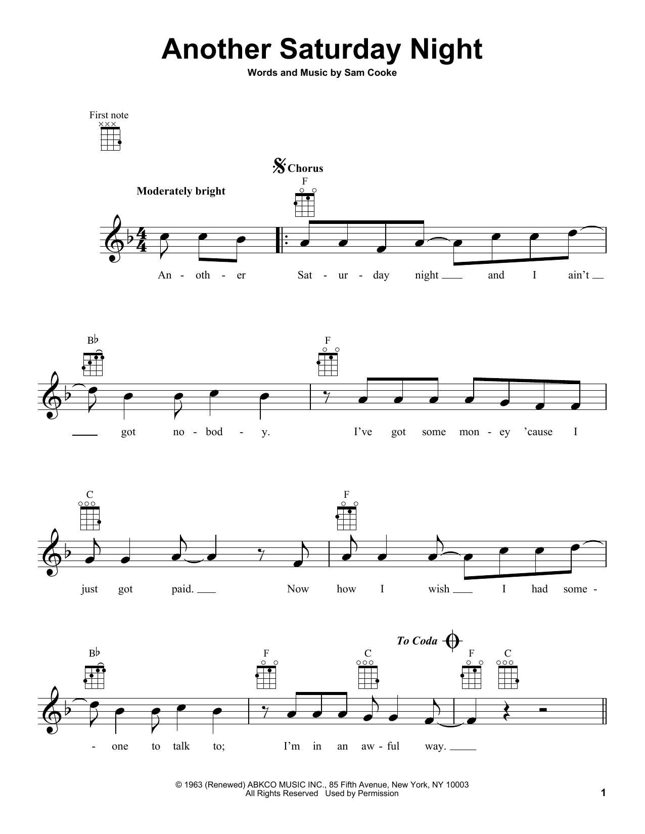 Learn to play Yusuf/Cat Stevens Another Saturday Night sheet music for Ukulele in minutes. Price: 5.9900$ Yusuf/Cat Stevens Another Saturday Night sheet music notes and chords arranged for Ukulele