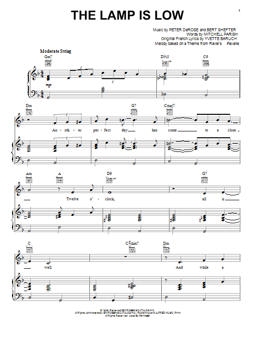 Yvette Baruch The Lamp Is Low sheet music notes and chords. Download Printable PDF.