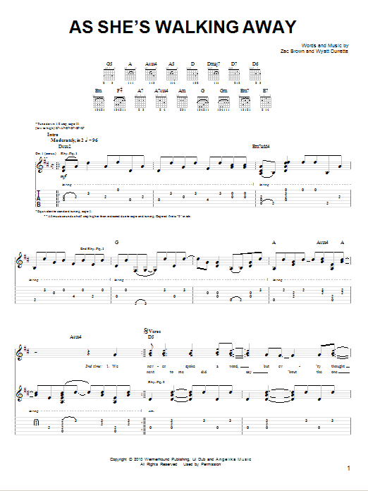 Zac Brown Band As She's Walking Away (feat. Alan Jackson) sheet music notes and chords. Download Printable PDF.