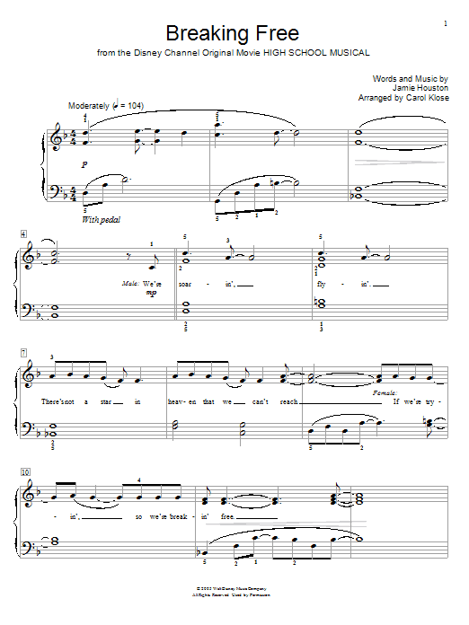 Zac Efron & Vanessa Hudgens Breaking Free (from High School Musical) sheet music notes and chords. Download Printable PDF.