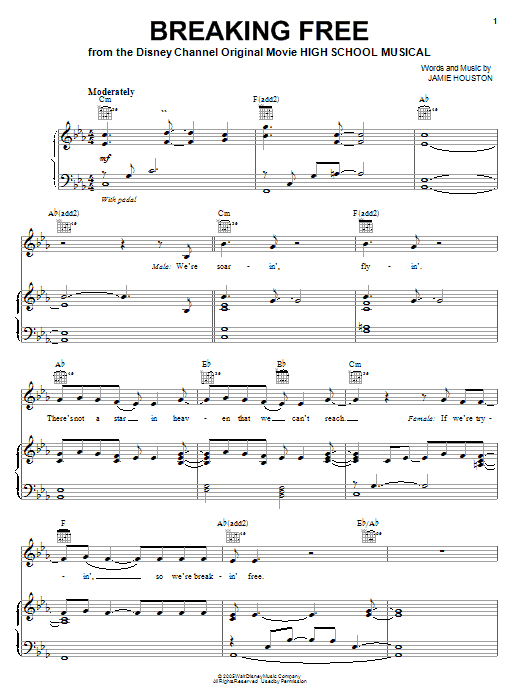 Zac Efron & Vanessa Hudgens Breaking Free (from High School Musical) sheet music notes and chords. Download Printable PDF.