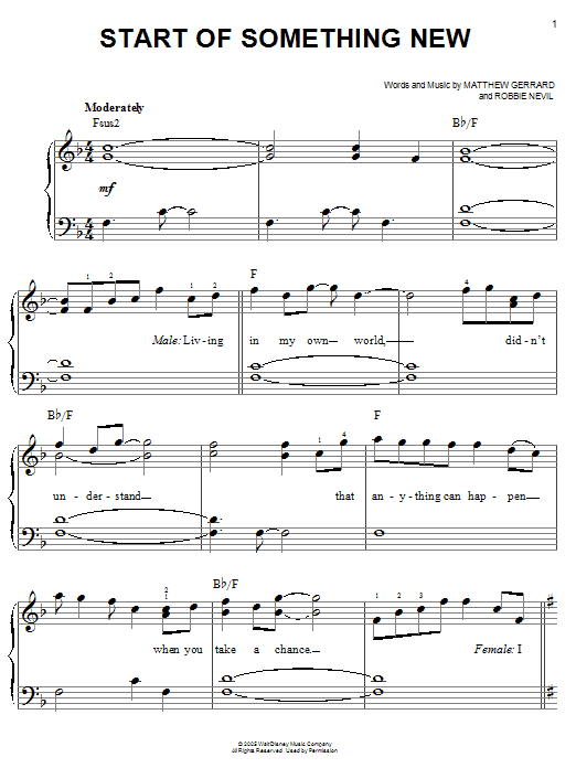 Zac Efron Start Of Something New sheet music notes and chords. Download Printable PDF.