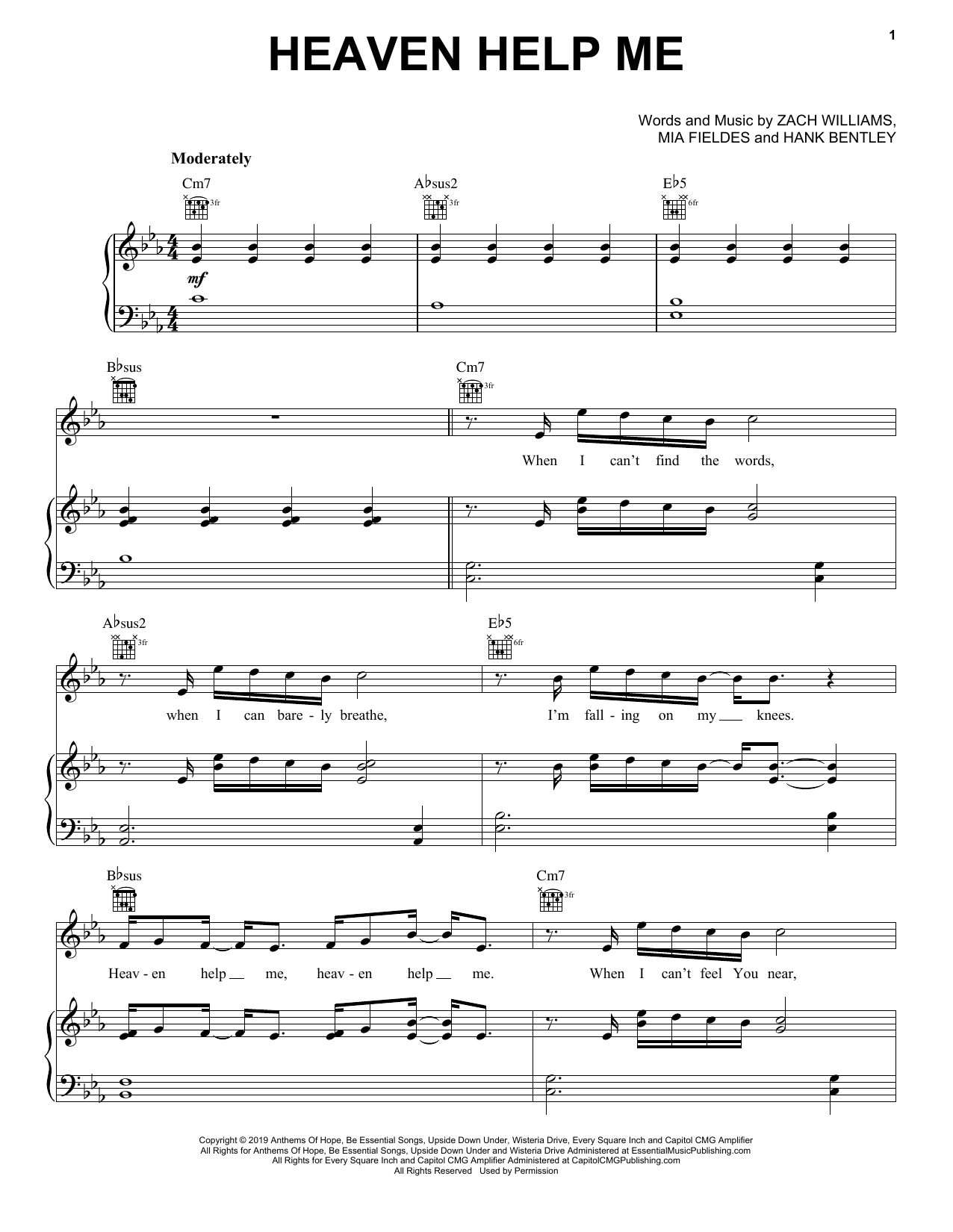 Zach Williams Heaven Help Me sheet music notes and chords. Download Printable PDF.