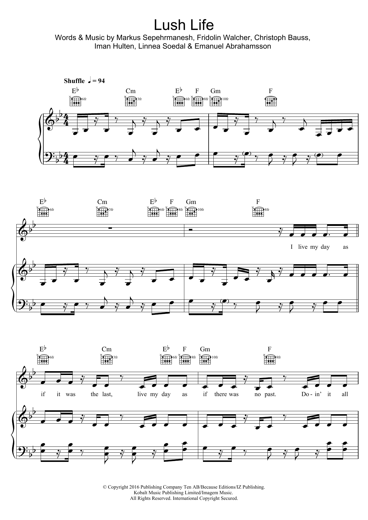 Zara Larsson Lush Life sheet music notes and chords. Download Printable PDF.