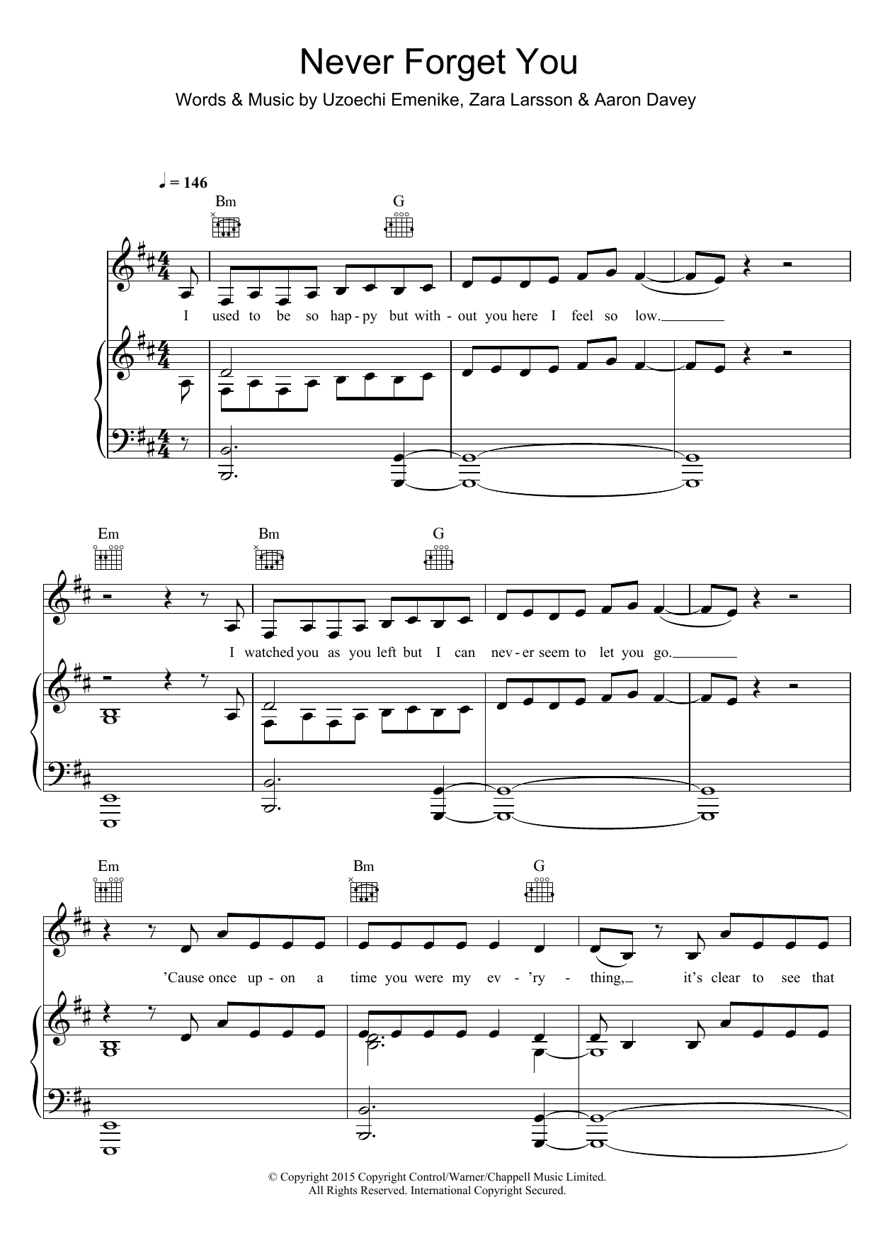 Learn to play Zara Larsson Never Forget You sheet music for Piano, Vocal & Guitar Chords in minutes. Price: 7.8900$ Zara Larsson Never Forget You sheet music notes and chords arranged for Piano, Vocal & Guitar Chords