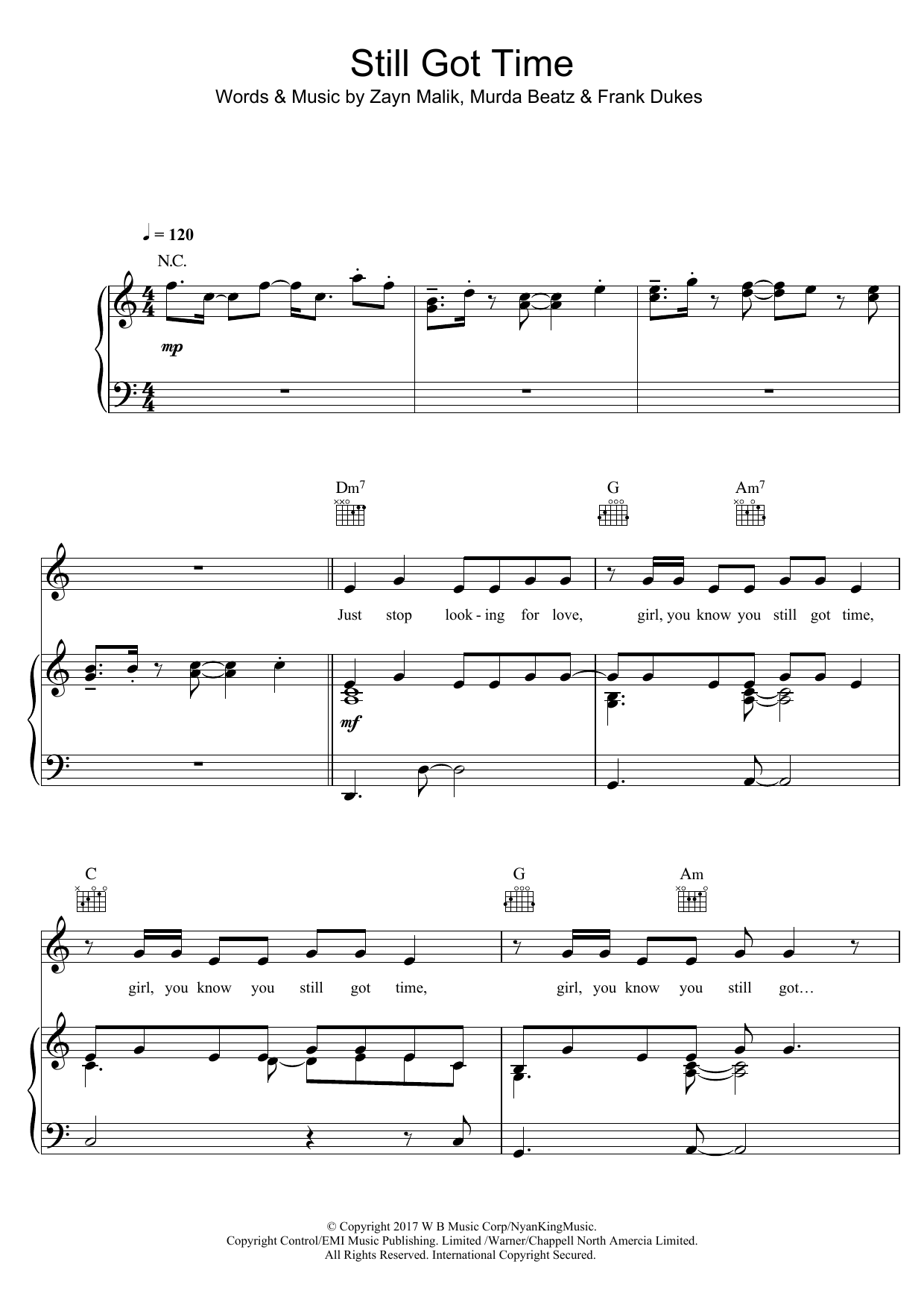 Learn to play ZAYN Still Got Time (feat. PARTYNEXTDOOR) sheet music for Piano, Vocal & Guitar Chords in minutes. Price: 7.8900$ ZAYN Still Got Time (feat. PARTYNEXTDOOR) sheet music notes and chords arranged for Piano, Vocal & Guitar Chords