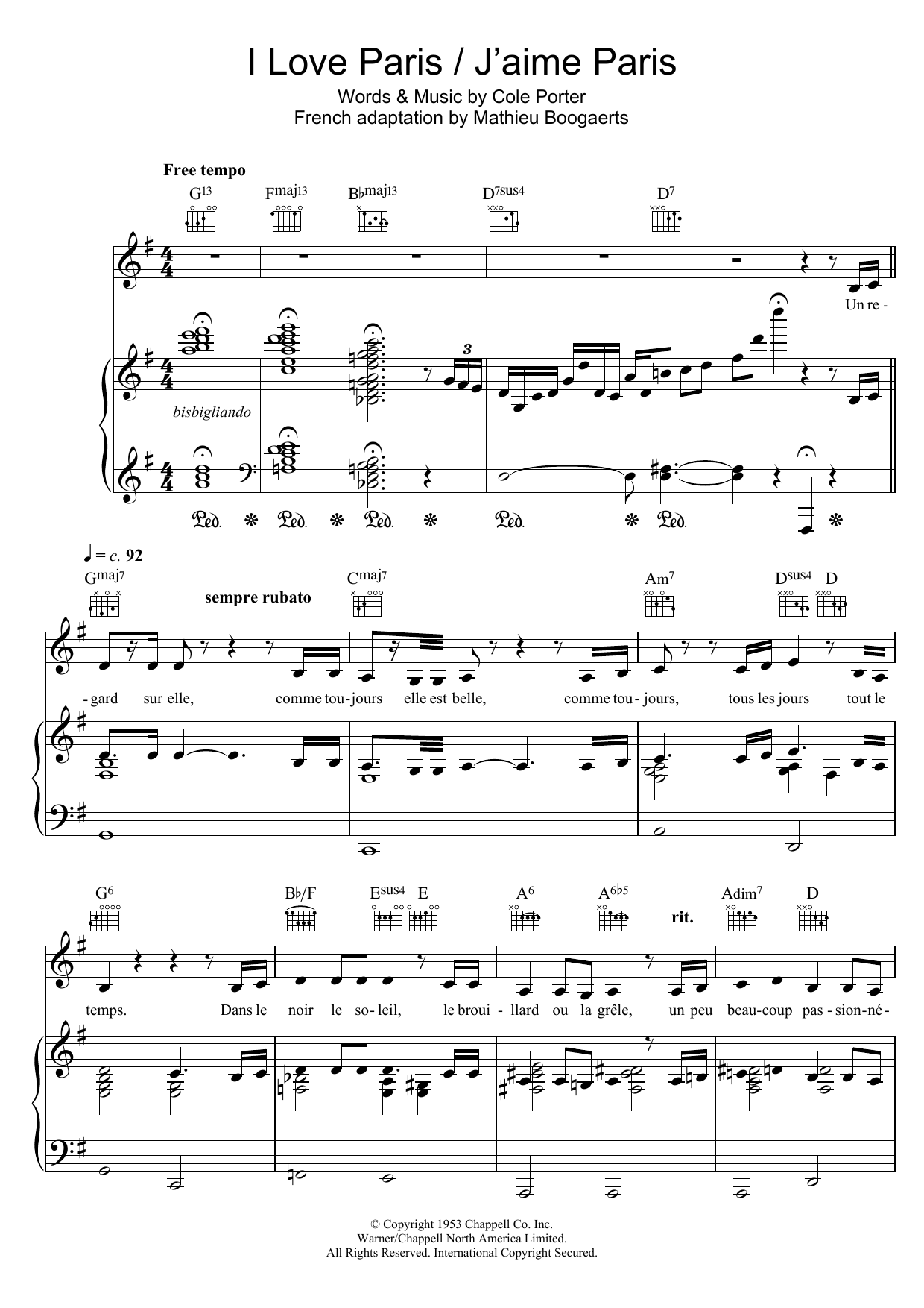 Zaz I Love Paris - J'aime Paris sheet music notes and chords. Download Printable PDF.