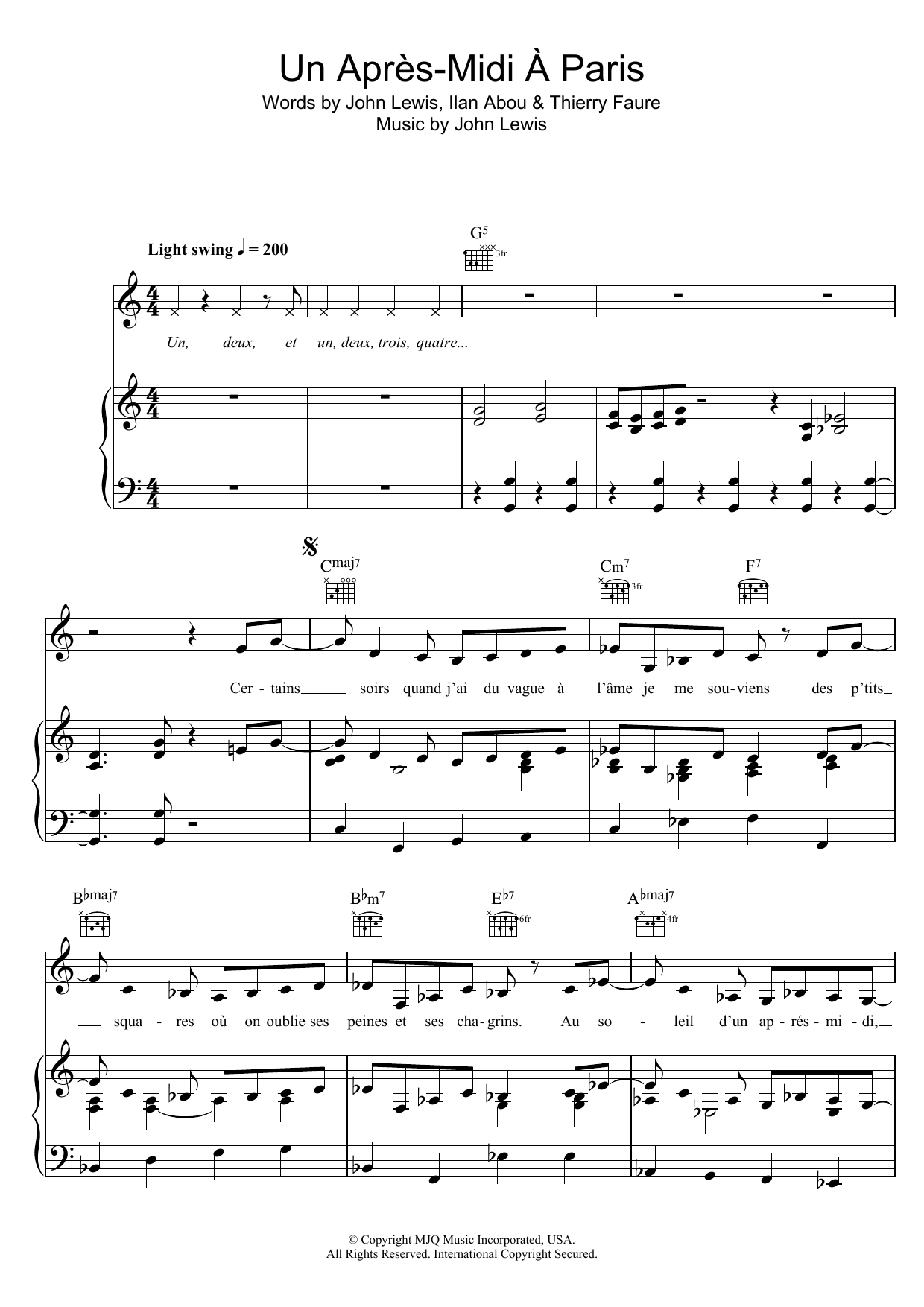 Zaz Paris, L'après-Midi sheet music notes and chords arranged for Piano, Vocal & Guitar Chords