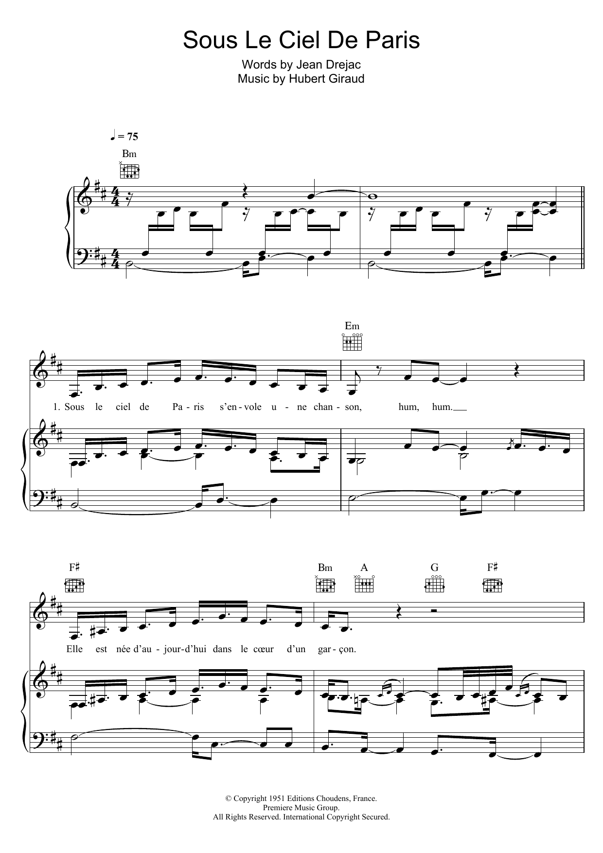 Zaz Sous Le Ciel De Paris sheet music notes and chords. Download Printable PDF.