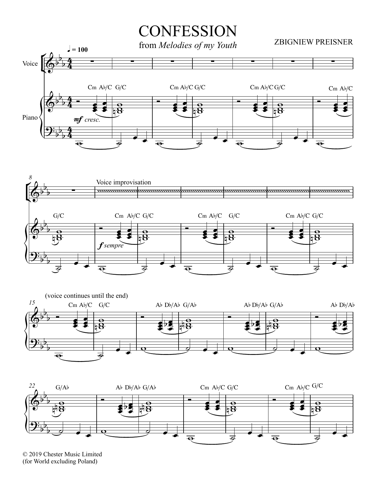 Learn to play Zbigniew Preisner Confession sheet music for Piano & Vocal in minutes. Price: 6.9900$ Zbigniew Preisner Confession sheet music notes and chords arranged for Piano & Vocal