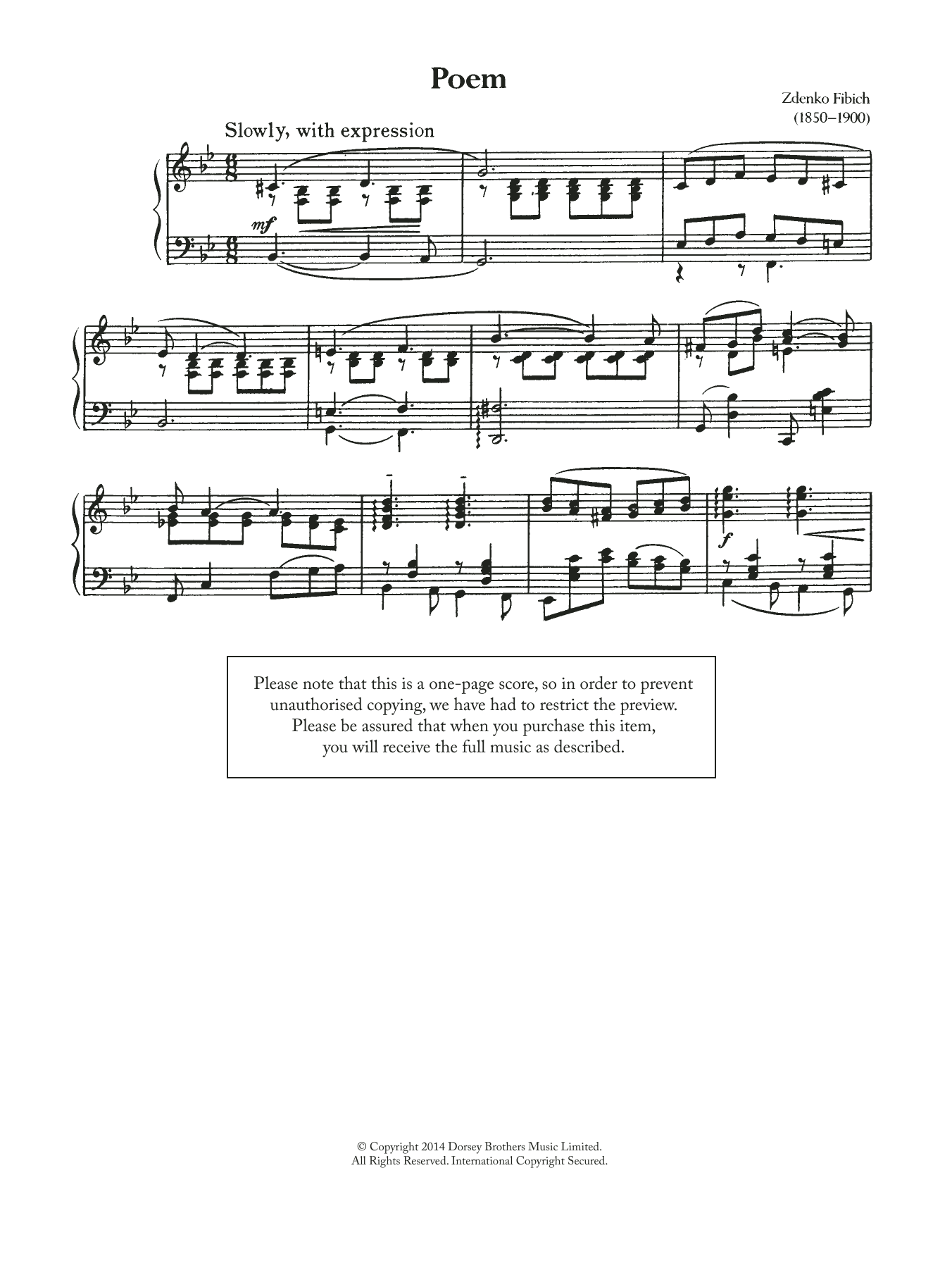 Zdenek Fibich Poeme sheet music notes and chords. Download Printable PDF.