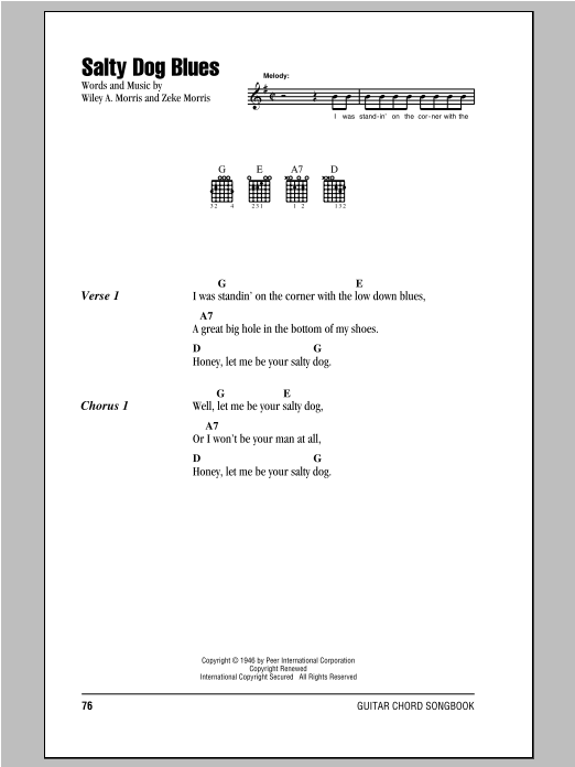 Zeke Morris Salty Dog Blues sheet music notes and chords. Download Printable PDF.