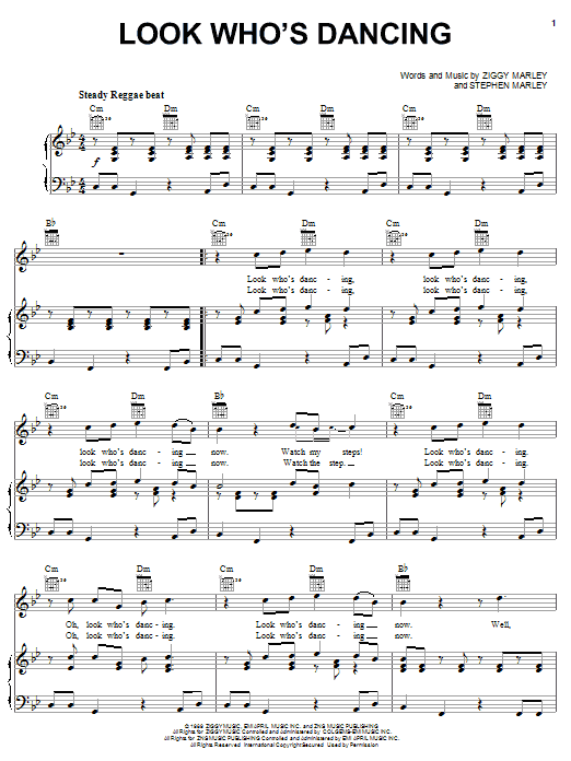 Ziggy Marley Look Who's Dancing sheet music notes and chords arranged for Piano, Vocal & Guitar Chords (Right-Hand Melody)