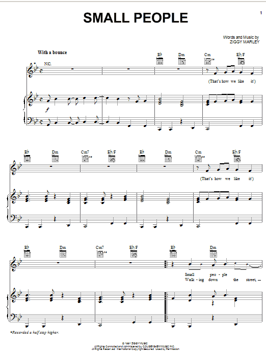 Ziggy Marley Small People sheet music notes and chords arranged for Piano, Vocal & Guitar Chords (Right-Hand Melody)