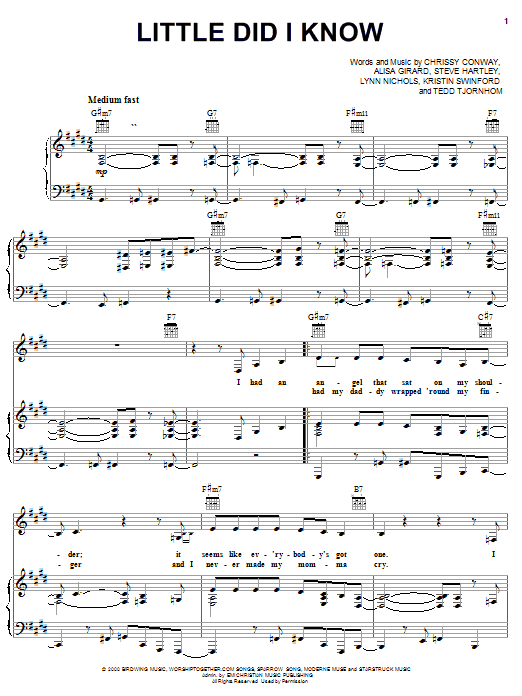 Alisa Girard Little Did I Know sheet music notes and chords arranged for Piano, Vocal & Guitar Chords (Right-Hand Melody)