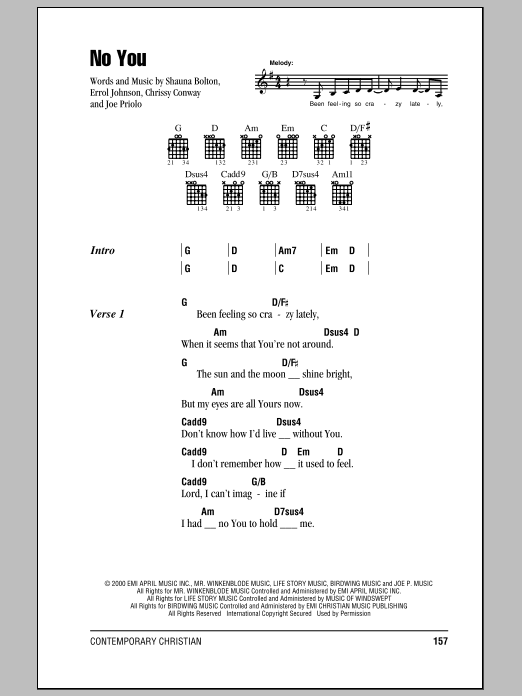 ZOEgirl No You sheet music notes and chords. Download Printable PDF.